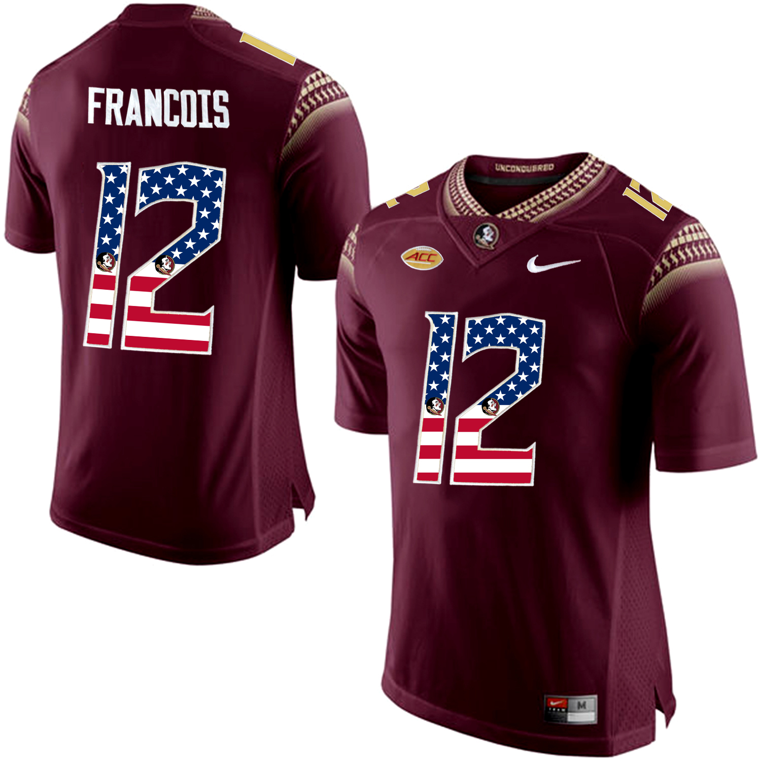US Flag Fashion Men Florida State Seminoles Deondre Francois #12 College Football Jersey  Red